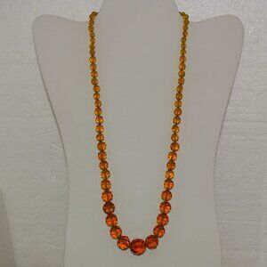 AMBER COLOR FACITED GLASS 24" LONG NECKLACE